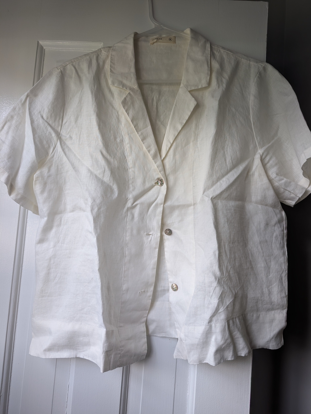 Women’s Short-Sleeve Linen Blend Shirt - White